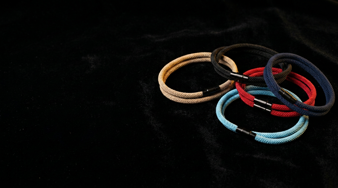 Stack of braided rope Bro Bracelets with magnetic clasps